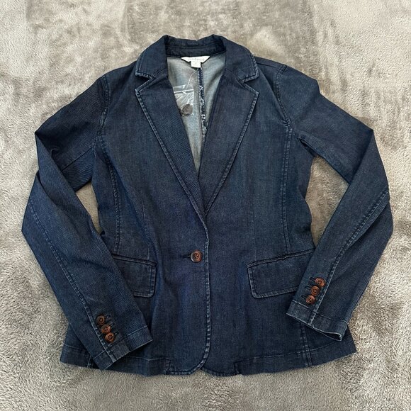 Sundance Denim Jacket Blazer Women's size 2 Stretch One Button - Picture 1 of 5